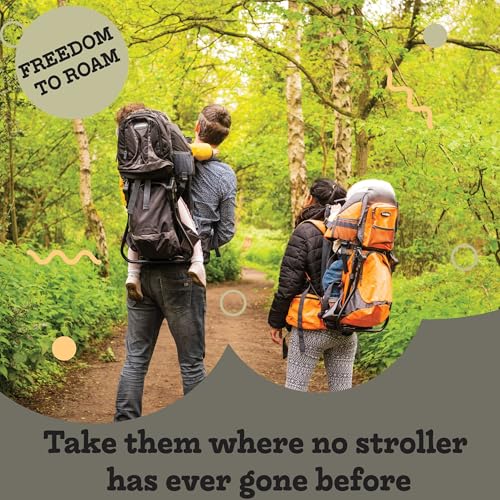 Hiking Baby Carrier Backpack - Comfortable Toddler/Baby Backpack Carrier System with Diaper Change Pad, Insulated Pocket + Rain and Sun Hood to Protect Your Child - color: ArmyGreen/Grey