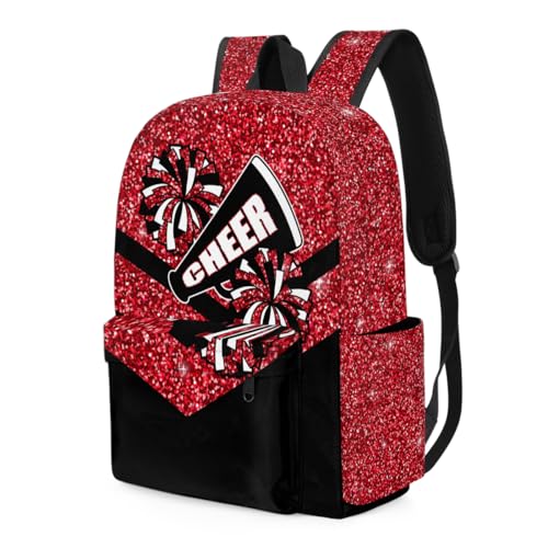 Red Cheer Kids Backpack for Girls Cheerleader Preschool Toddler Backpack Kindergarten Nursery Bookbag Travel Children Lightweight School Bag - color: Red Black