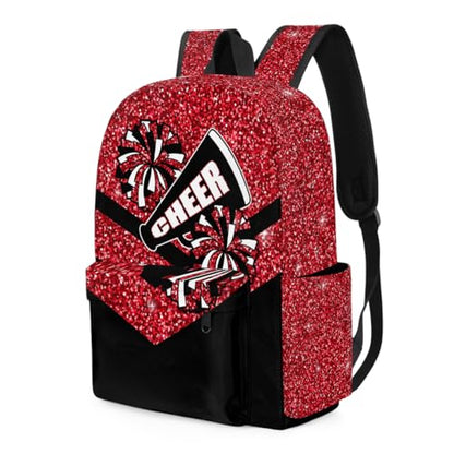 Red Cheer Kids Backpack for Girls Cheerleader Preschool Toddler Backpack Kindergarten Nursery Bookbag Travel Children Lightweight School Bag - color: Red Black