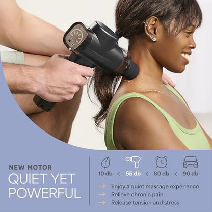 Lifepro Massage Gun - Percussion Muscle Massager for Athletes with 8 Massage Heads and 5 Speed Settings - Deep Tissue Back and Muscle Massage Gun for Recovery - color: Black
