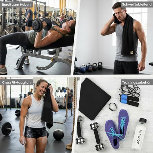 Dalisa Bench Hood Gym Towel – 100% Turkish Cotton – Non-Slip Hooded Design for Weight Benches – 450 GSM – 19.7" x 51.2" – Ultra-Absorbent, Quick-Dry Workout Towel – Made in Türkiye – Black - color: Black