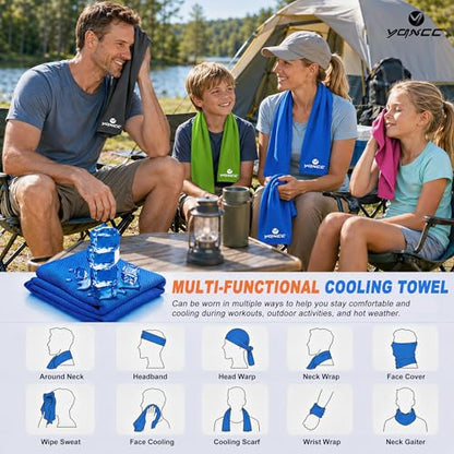 YQXCC 4 Pack Cooling Towels (47"x12"), Ice Cool Neck Towel, Soft Breathable Microfiber for Yoga, Golf, Gym, Running, Camping & Hot Weather - color: Light Blue/Dark Blue/Rose Red/Green