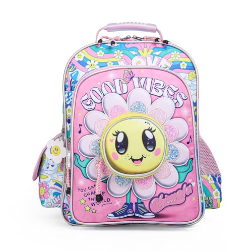 Girls Backpack for Preschool Kindergarten Elementary School,Cute School Backpack for Girls 4-8 Lightweight Kawaii - color: Sunflower