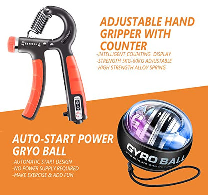 Hand Grip Strengthener Workout Kit (10Pcs) Hands Grip Strength Trainer, Forearm Gripper, Finger Exerciser Stretcher Wrist Ball, Stress Relief Ball for Men and Women, Injury Recovery - color: HSK02