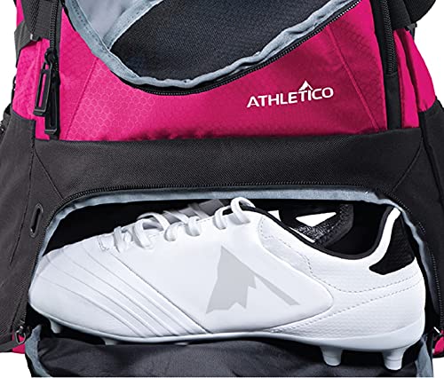 Athletico National Soccer Bag - Backpack for Soccer, Basketball & Football Includes Separate Cleat and Ball Holder - color: Pink