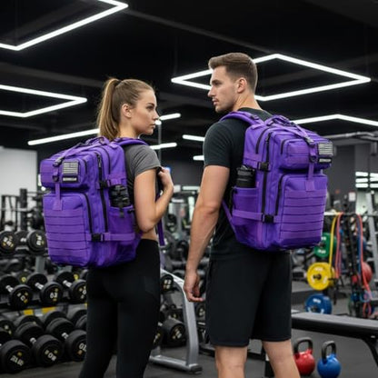 45L Military Tactical Backpack for Men & Women Bug Out Bag Assault pack Molle Daypack Hiking Trekking Rucksack (2.0 side pockets (purple)) - color: 2.0 Side Pockets (Purple)