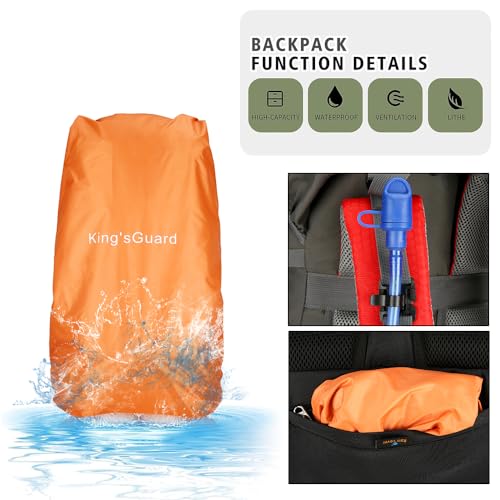 King'sGuard 60L waterproof lightweight hiking backpack with rain cover and shoe compartment outdoor sports travel backpack (Red) - color: Red