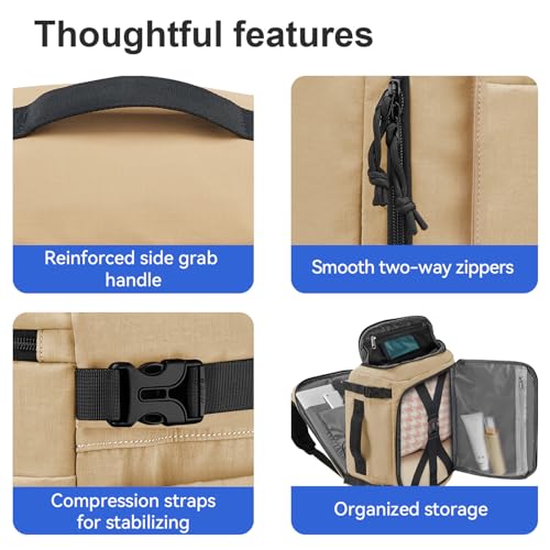 Carry On Travel Backpack with Shoe Compartment Flight Approved Laptop Backpack Expandable Work Business Backpack for Women Men Casual Daypack, Khaki - color: Khaki, style: A