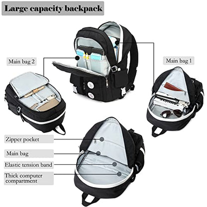Makukke School Backpacks for Teen Girls - Laptop Backpacks 15.6 Inch College Cute Bookbag Anti Theft Women Casual Daypack,Black - color: Black