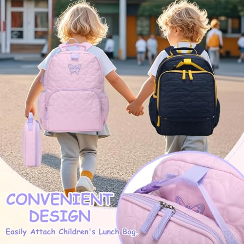 Chase Chic Toddler Backpack for Girls, Puffer Cute Lightweight Preschool Backpack with Lunch Box Set for Daycare Travel Kids Age 3-6,Pink Butterfly - color: Pink Butterfly