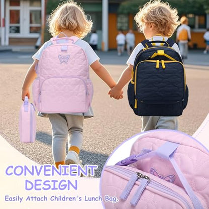 Chase Chic Toddler Backpack for Girls, Puffer Cute Lightweight Preschool Backpack with Lunch Box Set for Daycare Travel Kids Age 3-6,Pink Butterfly - color: Pink Butterfly