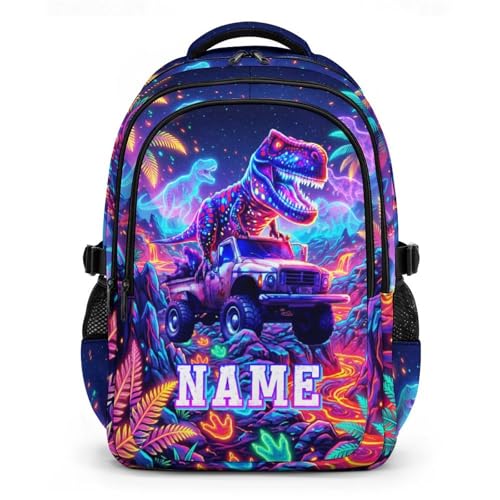 Boys Backpack Personalized Dinosaur Backpacks for Kids Boys School, Custom Large Bookbag for Elementary Middle Students Back to School - color: Red