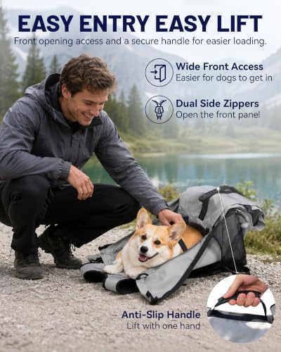 Dog Backpack for Small & Medium Dogs – 4-Layer Safety Pet Carrier with Thick Shoulder Straps, Detachable Waist Bag, Breathable Mesh & Storage Pockets for Travel & Hiking