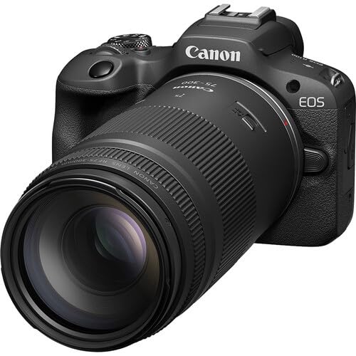 Canon EOS R100 Mirrorless Camera Bundle with Double Zoom Lens RF-S 18-45mm and RF 75-300mm Telephoto Lens, 64GB SDXC Card, Camera Backpack, Filter Kit, Cleaning Kit & Canon Shoulder Bag