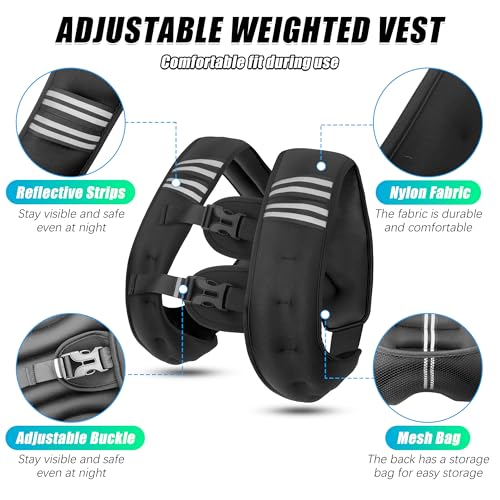 WTREE Weighted Vest Men or Women - Weights with Reflective Stripe, Weighted vest for Workout Equipment for Strength Training Night Running - size: 12 lb