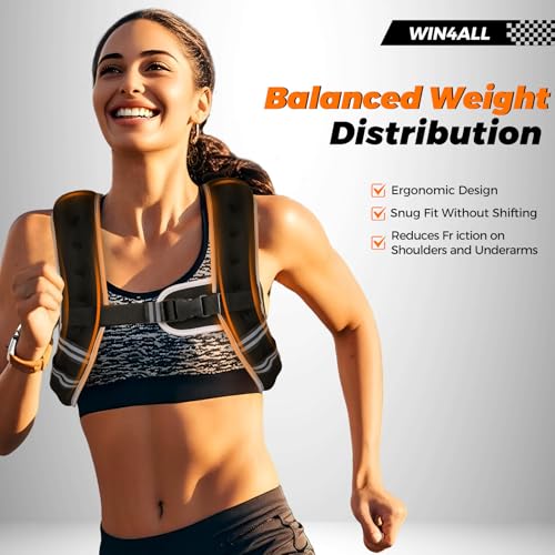 WIN4ALL Weighted Vest Woman, 6lb/8lb/12lb/16lb/20lb, Adjustable Women Weighted Vest for Walking, Strength Training, Running, Fitness, Muscle Building, Black - color: Black, size: 12 LBS