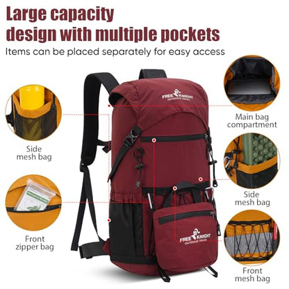 Bseash 30L Lightweight Hiking Backpack, Outdoor Sport Waterproof Travel Bag Daypack for Cycling Climbing Skiing (Red) - color: Red