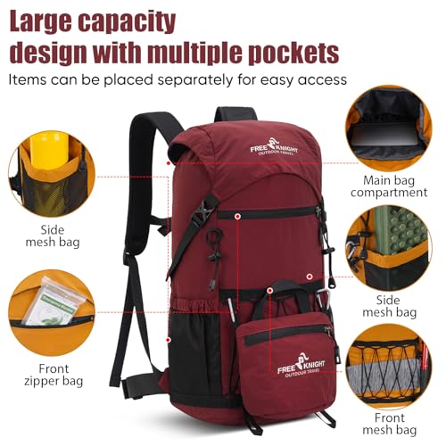 Bseash 30L Lightweight Hiking Backpack, Outdoor Sport Waterproof Travel Bag Daypack for Cycling Climbing Skiing (Red) - color: Red