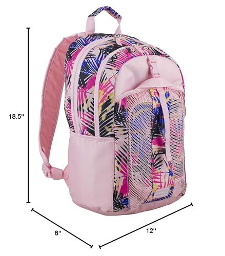 FUEL Lunch Backpack Set Teens Student Water Resistant Bookbag Bag Soft Reusable Insulated Cooler Lunch Box Thermal Travel Office Lunch Bag, Tropical Palm Trees - color: Rose Sand Pink/Tropical Palm Print