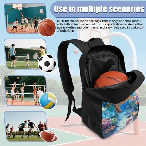 Basketball Backpack With Separate Ball Compartment And Shoes Fit Basketball Volleyball Football - color: Turtle