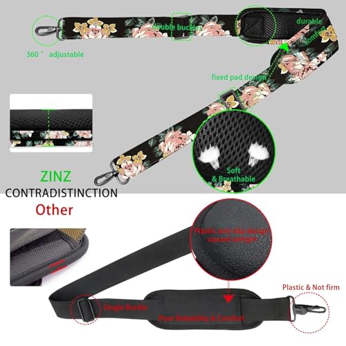 ZINZ 79 inch Shoulder Strap, Extra-thick Fixed Cushion Pad and Dual Clasps Universal Replacement Strap with Metal Swivel Hooks for Laptop Bags, Luggage Bags, Camera, Crossbody (200cm,Dark Rose) - color: Dark Rose