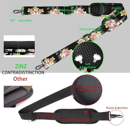 ZINZ 79 inch Shoulder Strap, Extra-thick Fixed Cushion Pad and Dual Clasps Universal Replacement Strap with Metal Swivel Hooks for Laptop Bags, Luggage Bags, Camera, Crossbody (200cm,Dark Rose) - color: Dark Rose