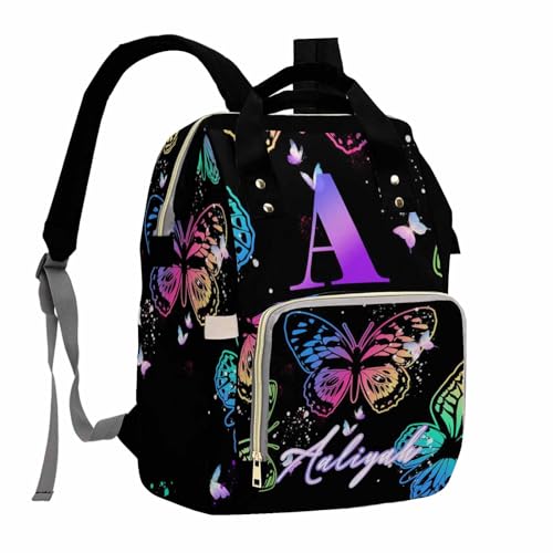 MyPupSocks Personalized Butterfly Diaper Bag for Mom Daughter Granddaughter - Mothers Day Gift Nappy Mommy Daypack Backpacks in Black - color: Style 9