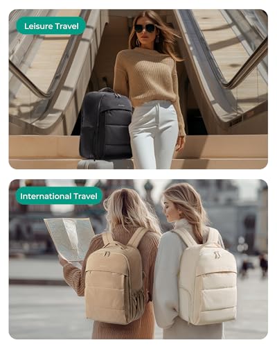BAGSMART 30L Travel Backpack for Women, Carry on Backpack for Airplanes, Gym Backpack with Shoe Compartment, Lightweight Travel Bag Fits 15.6 Inch, Water-Resistant, Desert - color: Desert