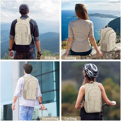 ZOMFELT Hiking Backpack for Women Men, 15L Lightweight Packable Backpack for Trip, Water Resistant Small Travel Backpacks, Foldable daypack for Hiking, Walking, Cycling, Camping, Beige - color: Beige
