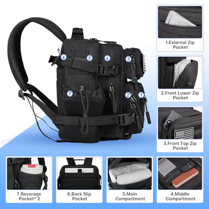 Boomistry 15L Mini Tactical Backpack Small Tactical Backpack for Men and Women, Military Backpack for Gym, Hiking, Daily (Black-15L) - color: Black-15l