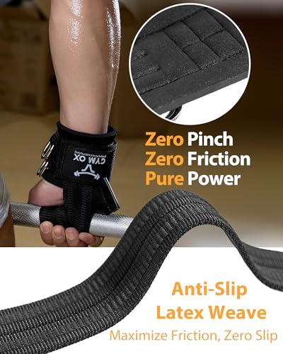 2-in-1 Weight Lifting Straps with D Ring, 7mm Neoprene Padded Wrist Support for Men & Women, Heavy Duty Gym Wrist Straps & Cable Machine Attachment for Gym, Powerlifting, Rows, Pull-ups - color: Black