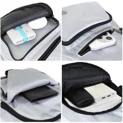AMJ Crossbody Sling Bag Men Women, Casual Shoulder Backpack, Chest Daypack Satchel for Hiking Travel - color: White Gray, size: Small