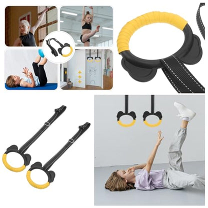 Kids Gymnastic Rings with Adjustable Straps Gym Ring Pull up Olympic Rings for Children Swing Pull Up Bar Doorway Body Strength Training Outdoor Lanyard Jungle Gym Stretching Height Increase