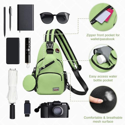 Convertible Sling Bag with Coin Pocket, 7.9" Tablet Crossbody Mini Backpack with Headphone Jack Casual Pack for Women Men Travel, Green - color: Green, size: Small