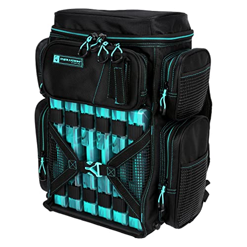 Evolution Fishing Drift Series Tackle Backpack, Outdoor Rucksack w/ 6 Fishing Tackle Trays, Heavy Duty - color: Seafoam, size: 3600