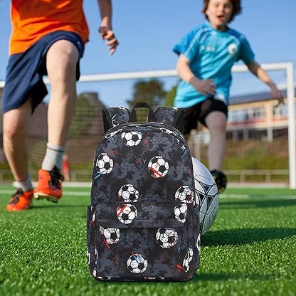 CAMTOP Preschool Backpack for Kids Boys Soccer Backpack Toddler Kindergarten School Bookbags for Age 3-8 - color: Soccer Black