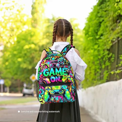 Gaming Backpack For Kids Boys Video Game Backpack Game School Bookbag For Boys Children Teens Elementary Middle School Ages 6-18 - color: Abstract Game