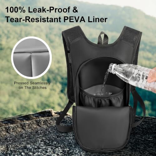 MIYCOO Hydration Backpack - Lightweight Hiking Water Backpack with 2L Water Bladder, Running Hydration Vest Backpack for Men Women, Hydration Pack for Hiking, Cycling, Climbing - color: Black