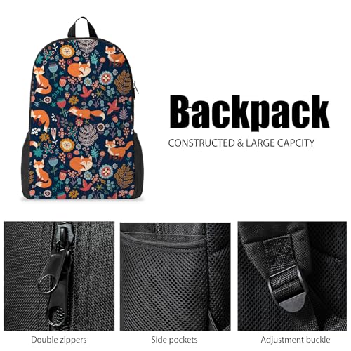 Fox Backpack Set for School,17 Inch Casual Back to School Bags with Lunch Box, Kids Daypack Bags and Pencil Case Set for Teens Boys Men Students - color: Fox