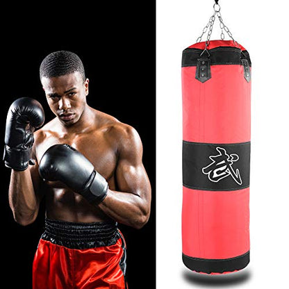 Bnineteenteam Heavy Punching Bag,Training Boxing Bag with Chain for Adults Men Women(Empty) - color: Red, size: 100cm