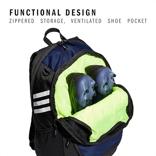 adidas Stadium 4 Soccer Backpack – Team Sports Bag with Ball Pocket, 36L - color: Navy Blue/3.0
