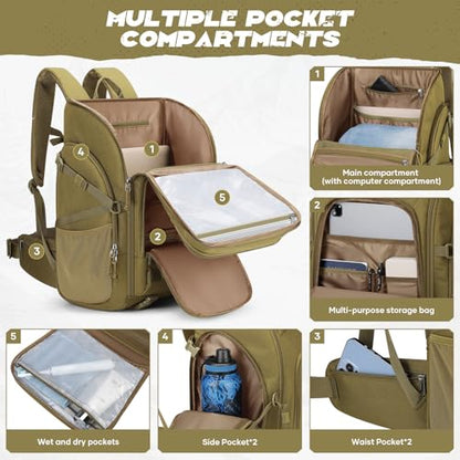 Maelstrom Tactical Backpack for Men, Water Resistant 40L Military Backpack, for Hiking, Camping, Gym with Molle System (Khaki) - color: B.khaki