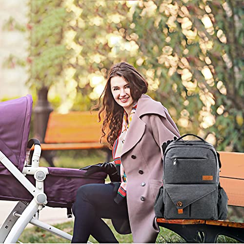 Hap Tim Multi-function Large Baby Diaper Bag Backpack with Stroller Straps, Insulated Bottle Pockets, Changing Pad (Dark Gray-5284) - color: Dark Gray