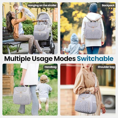 Tealari 4 in 1 Convertible Diaper Bag Backpack,Waterproof Baby Diaper Bag with Changing Pad,Converts into Baby Tote Bag,Diaper Backpack,Stroller Bag and Crossbody Diaper Bag - color: Gray