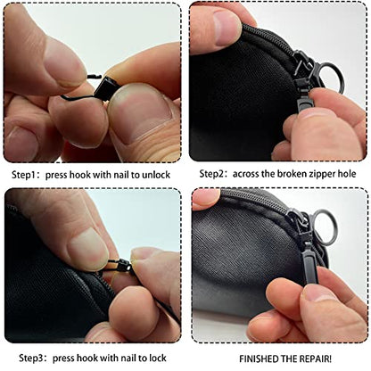 SINCCO 6 Pcs Zipper Pull Replacement, Universal Zipper Pull Tab Fixer Metal Zipper Head Handle Mend Repair Kit for Jacket Purse Backpack Luggage Boot, Silver - color: Silver