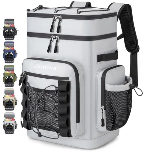 Insulated Cooler Backpack, 35L Leakproof Backpack with Double Compartments for Men & Women, Large Lunch Cooler for Camping, Beach, Travel, Picnic, Up to 48 Cans - color: Gray