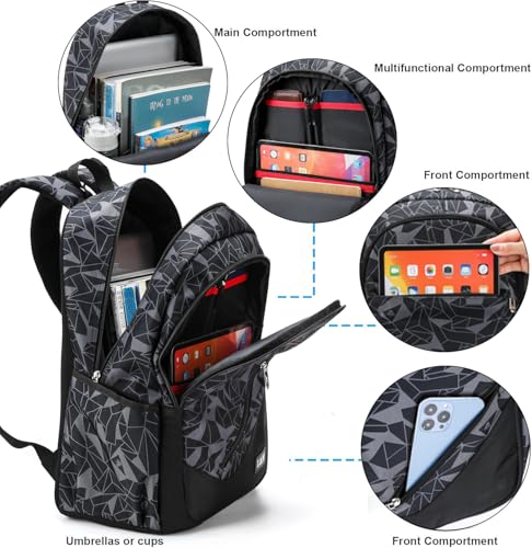 Travel Laptop Backpack, Business Slim Sturdy Water Resistant School Backpack, Gift for Men & Women, Fits 15.6 Inch Notebook - color: Black-gray