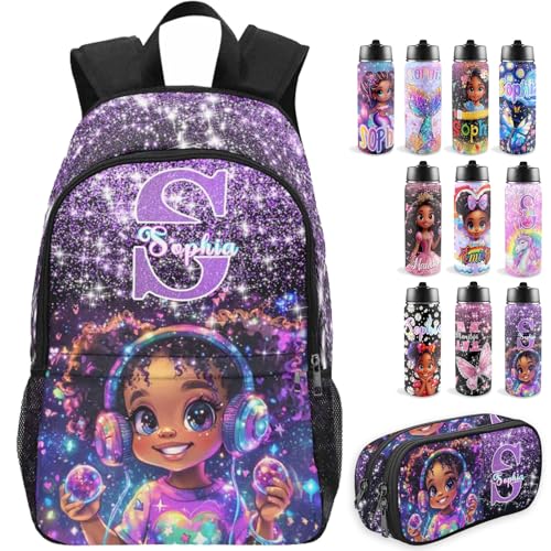 Personalized Backpacks For Girls, Custom Backpack For Kids, Customized Name Backpacks, Custom Back to School Bookbag Set Gifts for Daughter Granddaughter - color: D02