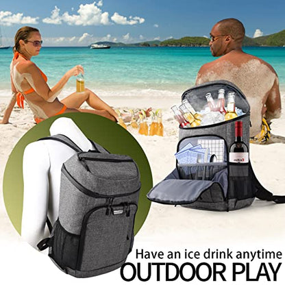 BAGLHER Lightweight Insulated Cooler Backpack - 30 Cans, Leak-Proof for Lunch, Picnic, Hiking, Camping Trips - color: grey-plus