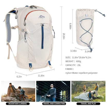 IX INOXTO Hiking Hydration Backpack with 2L/3L Water Bladder for Women and Men18L/25L Water Backpack for Hiking, Cycling, Climbing, Camping - style: Off-white-3L Water Bladder